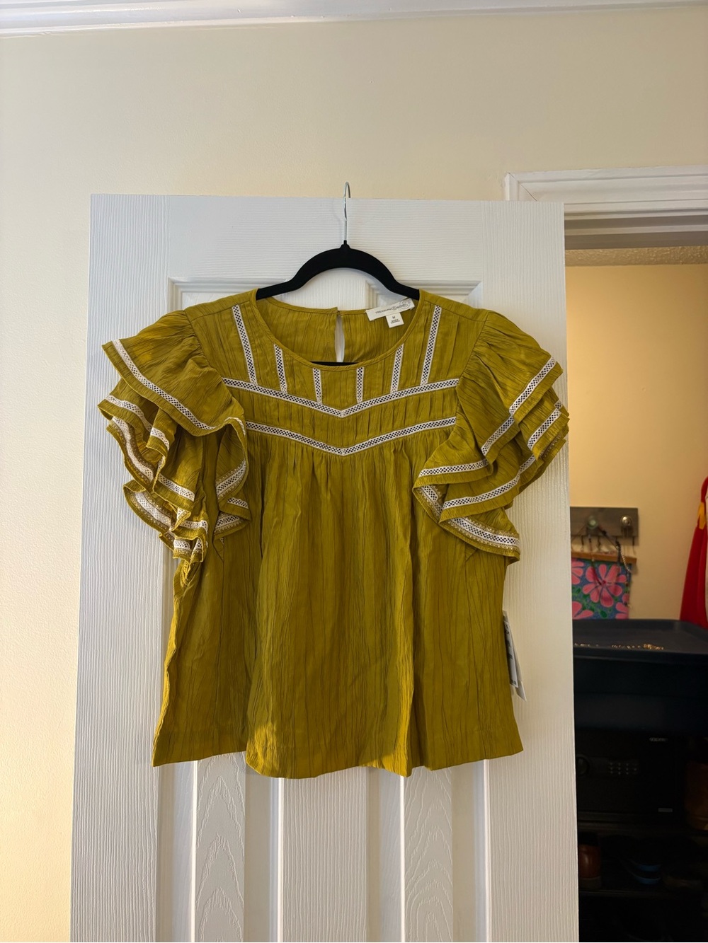 NWT Treasure & Bond Mustard Yellow Ruffle Sleeve Blouse